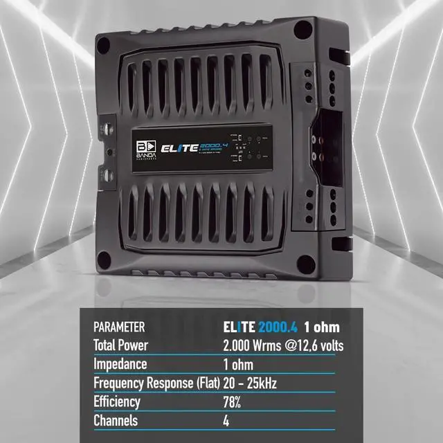 Alt view image 2 of 7 - Elite 2000.4-2000 Watt Amp 4 Channel, 1 Ohm Full Range Car Audio Amplifier, 2000W RMS Class D,12.6 Volts, High Efficiency Car Amplifier for Subwoofers & Speakers