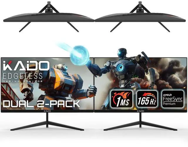 Main image of Dual 2-Pack 27" 165Hz 1ms 1920x1080 Flat Screen Computer Monitor | AMD FreeSync Premium Gaming Monitor Setup, Parallel Gaming Panoramic, VESA Mount HDMI DisplayPort Built-in Speakers