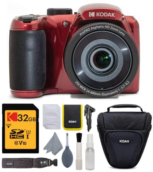 Main image of PIXPRO AZ255 Astro Zoom 16MP Digital Camera (Red) Bundle | 32GB SDHC UHS-I Memory Card, Accessory for DSLR, Case, (3 items)