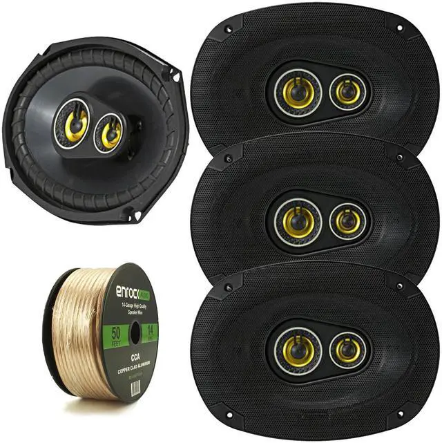 Main image of Car Speaker Package of 4X Kicker 450-Watt Peak Power 6" x 9" Inch CS Series 3-Way 4 Ohm Car Audio Speakers - Bundle Combo with Enrock 50 Foot 14 Gauge Speaker Wire