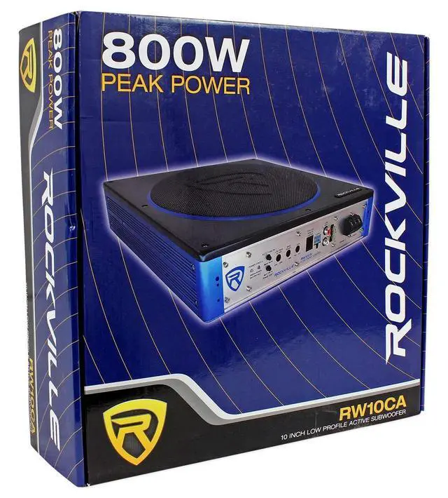 Alt view image 5 of 7 - RW10CA 10" Slim Powered Car Subwoofer with RWK10 Install Kit | 800W Peak / 200W RMS, 2 Ohm, RCA/High-Level Inputs, Under-Seat Mount, Low-Pass Filter, Bass Knob, 10 Gauge, 2-items