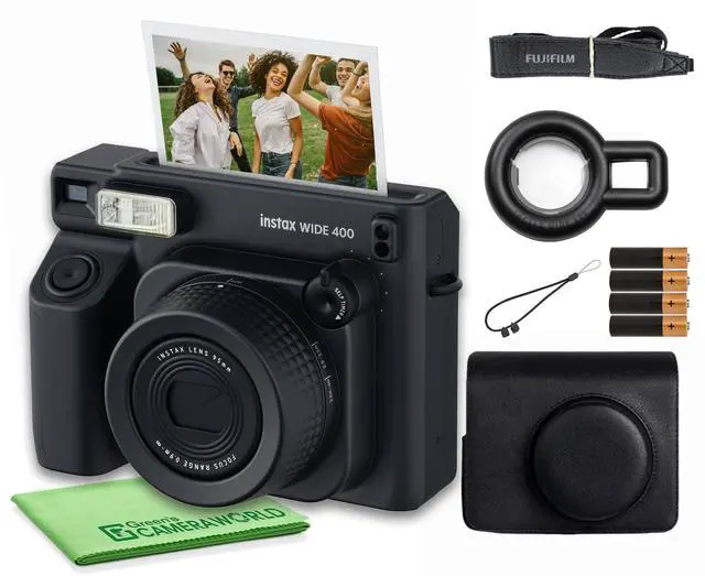 Main image of INSTAX Wide 400 Instant Camera (Black) Case Bundle | For Parties, Events & Instant Photos | Includes Cleaning Cloth