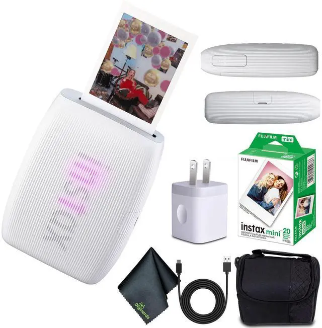 Main image of INSTAX MINI Link 3 Smartphone Printer (Clay White) 20-Photo Bundle | For Mobile Photos, Parties & Scrapbooks | Includes Camera Bag, Cleaning Cloth