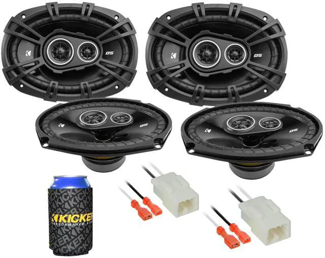 Main image of 2 Pair Speakers 6x9 inch for 2013-2023 Dodge Ram Truck 1500/2500/3500 Kicker CS Series Upgrade Kit Front and Rear with Harnesses and a can Cooler