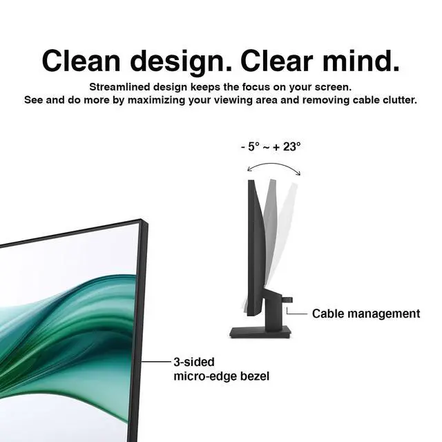Alt view image 3 of 6 - 24" FHD VA Monitor with Anti-Glare, Flicker Free, VESA Mount (100x100mm) | 5 ms Response Time, HDMI, VGA & Dockztorm USB Port Expander, Black Color (2026 Latest Model)