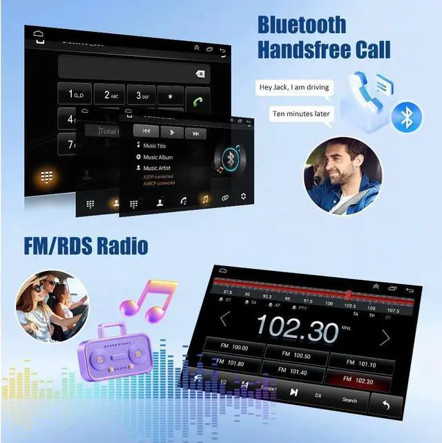 Alt view image 6 of 7 - Double Din Car Stereo for Cadillac Escalade EXT 2002-2006 with Wireless CarPlay and Android Auto, 9.7 Inch Touchscreen Android 13 Car Radio Support GPS Bluetooth WiFi FM RDS Mirror Link Backup Camera