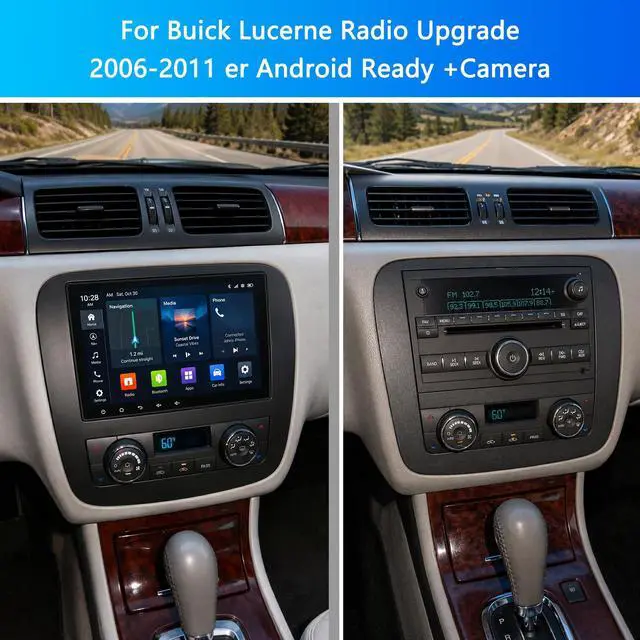 Alt view image 2 of 7 - 8" Car Stereo for Buick Lucerne 2006-2011, Wireless CarPlay & Android Auto | 2+32GB GPS Navigation, Touchscreen Radio Upgrade, WiFi, Bluetooth, FM, SWC
