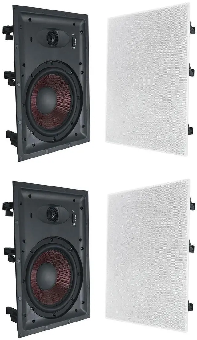 Main image of WA858 White 8" in-Wall Home Speakers with Kevlar Woofer, 4-Pack | 1 Inch Silk Dome Tweeter, 320W Peak, 80W RMS, Paintable Magnetic Grill, 8 Ohm, 2-Way Crossover, Flush Mount