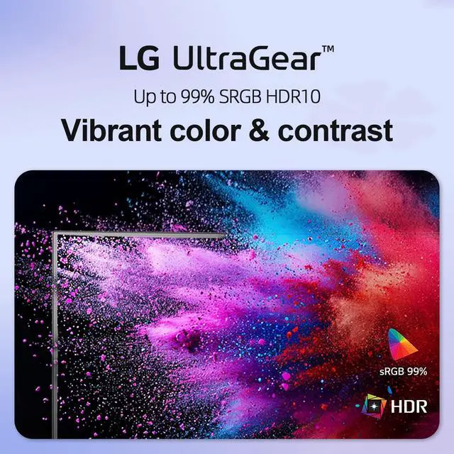Alt view image 3 of 7 - 24" Ultragear FHD Gaming Monitor, IPS Display, 144Hz Refresh Rate, 1ms MBR, HDR10, sRGB 99% Color Gamut, NVIDIA G-SYNC Compatible, AMD FreeSync, HDMI, DisplayPort, Vase Mountable, Tilt, Black