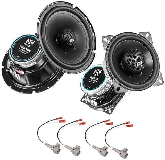 Main image of 4" & 6.5" Complete Speaker Upgrade Kit for Toyota Tercel 1995-1998 | A Pair of 4 inch and 6.5 inch 2-Way Coaxial Car Speaker Replacement Package with wiring harnesses