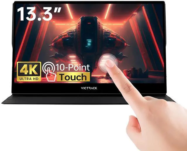 Main image of Victrack 4K UHD Touchscreen Ultra Portable Monitor for Designing and Gaming, 13.3 Slim UHD, Gaming Monitor with Cover, Accessories Includes Power Adapter, Type-C, USB-C Cable, Mini HDMI Cable
