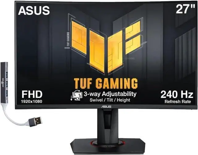 Main image of TUF 27" 240Hz FHD Curved Gaming Monitor with Adj Tilt/Swivel/Height | 1ms Response Time, Flicker-Free, Adaptive-sync, AMD FreeSync Premium, VESA Mount, HDMI, Displayport, Dockztorm USB Port Exp
