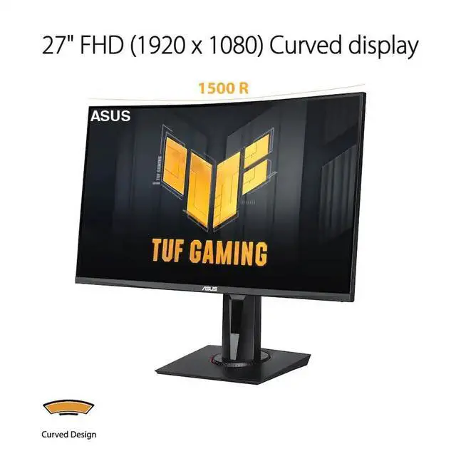 Alt view image 2 of 7 - TUF 27" 240Hz FHD Curved Gaming Monitor with Adj Tilt/Swivel/Height | 1ms Response Time, Flicker-Free, Adaptive-sync, AMD FreeSync Premium, VESA Mount, HDMI, Displayport, Dockztorm USB Port Exp