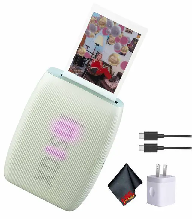 Main image of INSTAX MINI Link 3 Smartphone Printer (Sage Green) Bundle | For Mobile Photos, Parties & Scrapbooks | Includes Cleaning Cloth, USB-C Cable