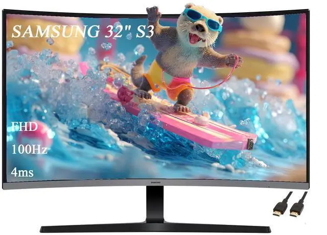 Main image of 32" S3 Series FHD 1800R Curved Monitor, Game Mode, 100Hz, Multiple Connectivity, Eye Saver Mode, Built-in Speakers, Black, with HDMI Cable