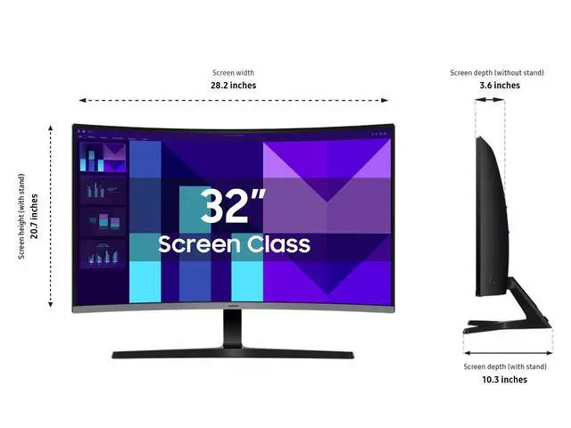 Alt view image 2 of 7 - 32" S3 Series FHD 1800R Curved Monitor, Game Mode, 100Hz, Multiple Connectivity, Eye Saver Mode, Built-in Speakers, Black, with HDMI Cable