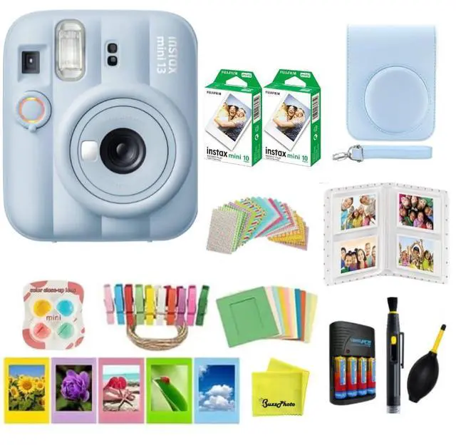 Main image of instax Mini 13 Instant Film Camera Bundle (Frost Blue Bundle) | Carrying Case, 20 Film Sheets, 4 x AA Battery Pack, Stickers, Photo Frames, Photo Album, Lens Filters, Cleaning Cloth + More
