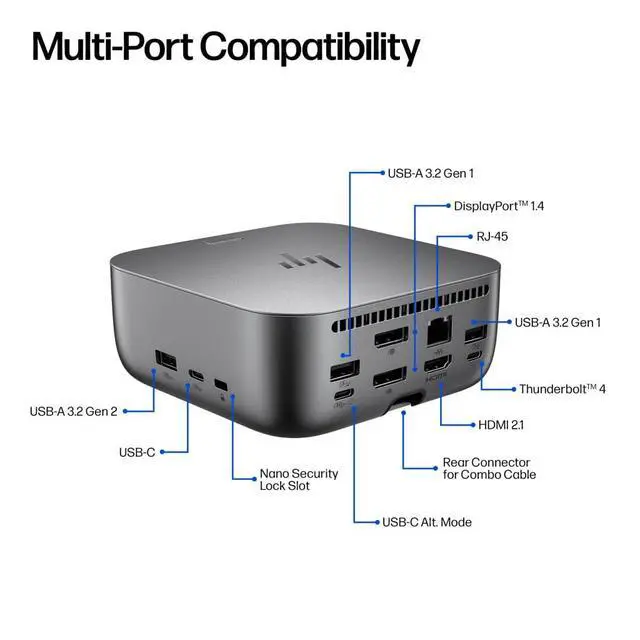 Alt view image 2 of 6 - 180W G6 Thunderbolt 4 UltraUniversal Thunderbolt/USB-C Docking Station | Bundle w/DKZ Hub, Single Cable for Charging, Data Transfers to Any Brand Laptop 9X481UT#ABA