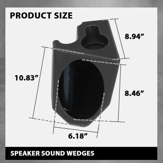 Alt view image 2 of 7 - Speaker Sound Wedges Compatible with Jeep Wrangler YJ CJ 1976-1995 | Black 2PCS