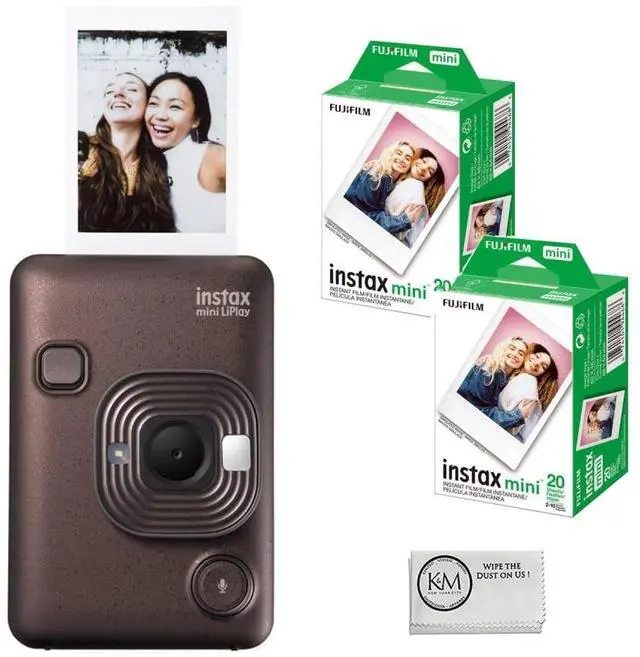 Main image of INSTAX Mini LiPlay Instant Camera | Bronze Bundled with INSTAX Mini Instant Film | 40 Exposures + Cleaning Cloth (4 Items)