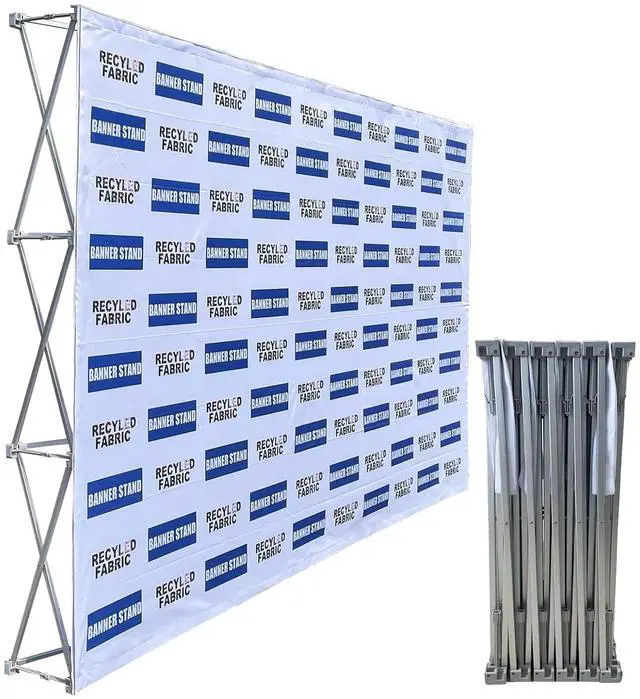 Alt view image 2 of 7 - Tension Fabric Straight Pop Up Display Stand 8'x10' (3x4) Trade Show Backdrop Booth Display Frame with Carrying Padded Bag (ONLY Hardware