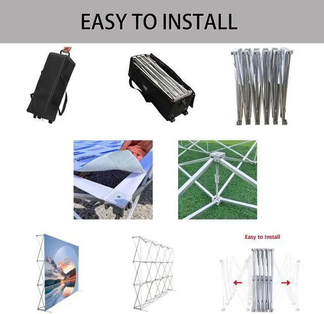 Alt view image 6 of 7 - Tension Fabric Straight Pop Up Display Stand 8'x10' (3x4) Trade Show Backdrop Booth Display Frame with Carrying Padded Bag (ONLY Hardware