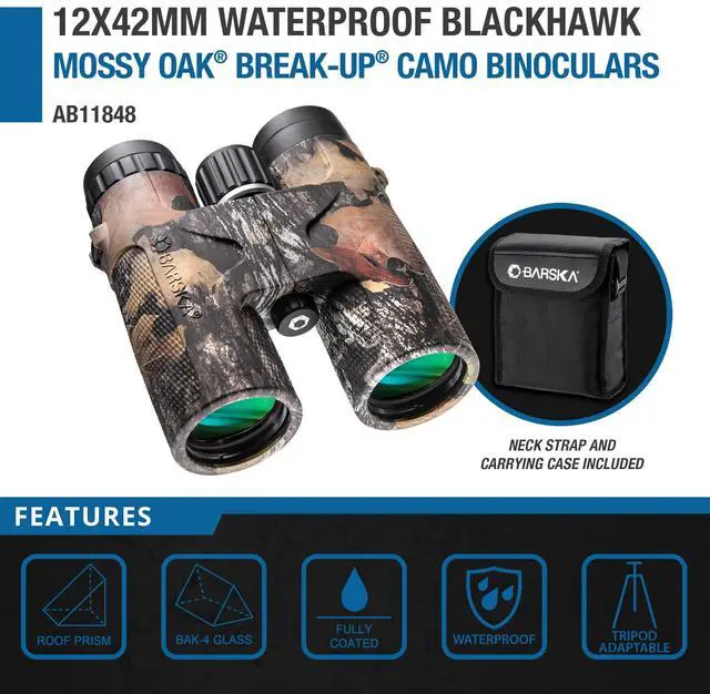 Alt view image 2 of 7 - Blackhawk 42mm Binoculars Waterproof Fogproof, BAK-4 Prism, Multi-Coated Optics, Rugged Rubber Armor, for Hunting, Bird Watching & Outdoor Use