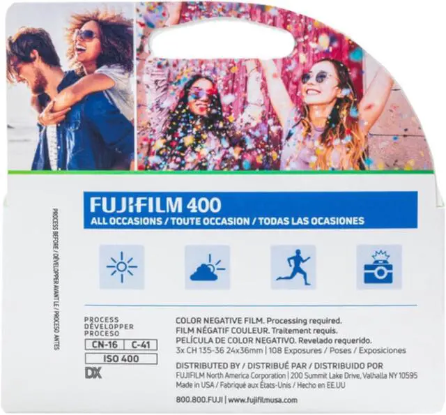 Alt view image 2 of 3 - Fujicolor 400 Color Negative Film (35mm Roll Film, 3x36) + Sunshine Photo Microfiber Cleaning Cloth (4 Pack)