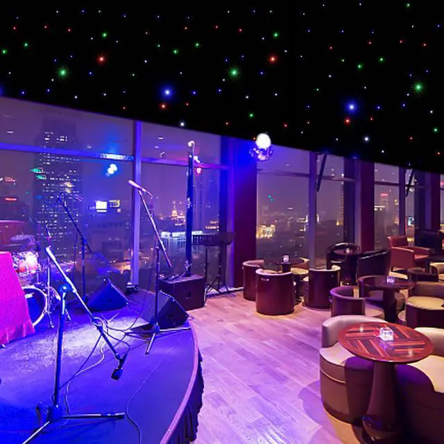 Alt view image 2 of 7 - LED Stage Backdrop w/Remote Control 9.8 * 19.7FT LED Star Light Curtain Backdrops Galaxy Starry Background Props Photography Night Sky Stars Cloth for Wedding Birthday Party Curtain Stage Drape Club