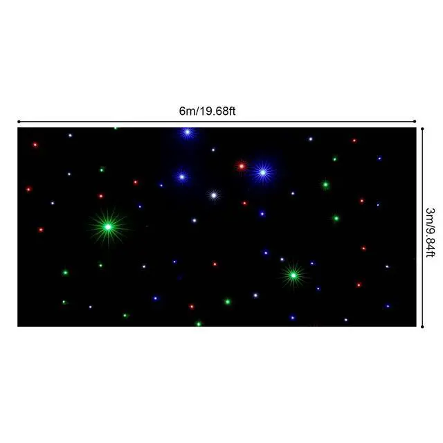 Alt view image 7 of 7 - LED Stage Backdrop w/Remote Control 9.8 * 19.7FT LED Star Light Curtain Backdrops Galaxy Starry Background Props Photography Night Sky Stars Cloth for Wedding Birthday Party Curtain Stage Drape Club