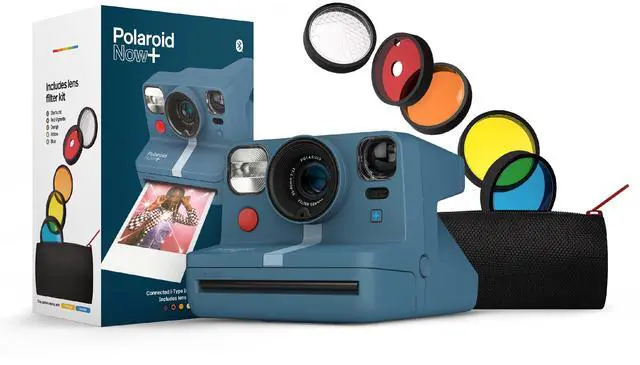 Main image of Now+ Blue Gray (9063) - Bluetooth Connected I-Type Instant Film Camera with Bonus Lens Filter Set