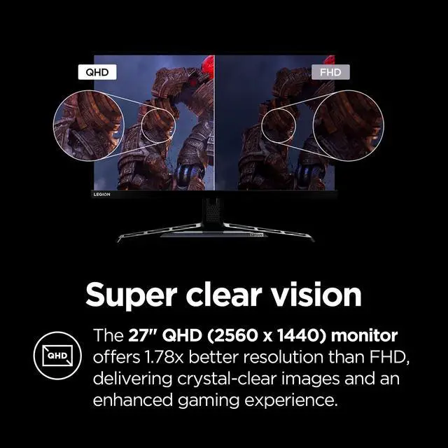 Alt view image 5 of 7 - Legion Y27qf-30 Gaming Monitor, 27 QHD Display, 250Hz, 0.5ms Response, AMD FreeSync Premium, 400 Nits, Lift/Tilt/Pivot/Swivel Stand, HDMI 2.1 and DisplayPort 1.4, 400 nits, Raven Black