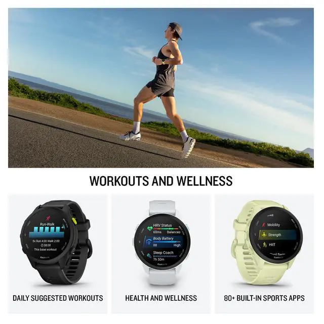 Alt view image 5 of 7 - Forerunner 70 GPS Running Smartwatch (Whitestone) Kit | 1.2" AMOLED Display Coach, 80+ Sports Apps Multi-GNSS + P-Bank + USB Wall Charger + Micro Fiber Cloth (5pc Bundle)