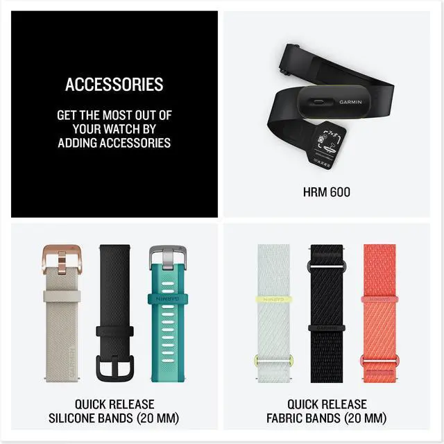 Alt view image 7 of 7 - Forerunner 70 GPS Running Smartwatch (Whitestone) Kit | 1.2" AMOLED Display Coach, 80+ Sports Apps Multi-GNSS + P-Bank + USB Wall Charger + Micro Fiber Cloth (5pc Bundle)