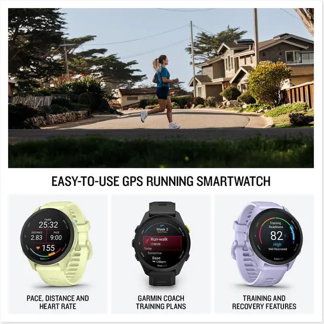 Alt view image 3 of 7 - Forerunner 70 GPS Running Smartwatch (Whitestone) Kit | 1.2" AMOLED Display Coach, 80+ Sports Apps Multi-GNSS + P-Bank + USB Wall Charger + Micro Fiber Cloth (5pc Bundle)