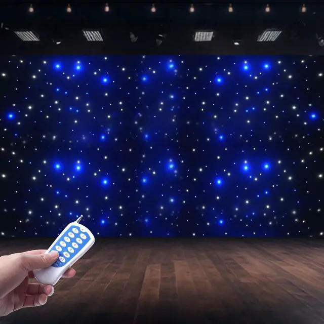 Main image of LED Stage Backdrop w/ Remote Controller 9.84FT*19.69FT LED Star Light Curtain Backdrops Galaxy Starry Background Props Night Sky Stars Cloth for Wedding Birthday Party Curtain Stage Drape Club Decor