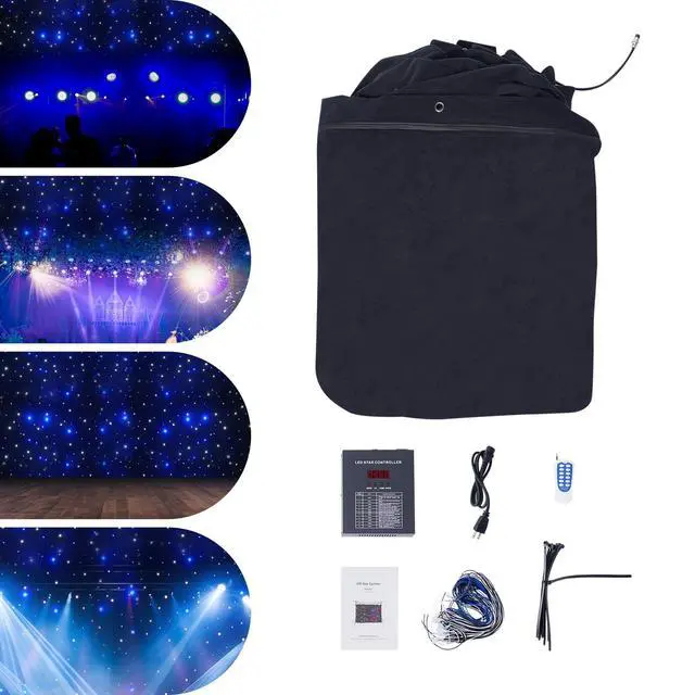 Alt view image 2 of 7 - LED Stage Backdrop w/ Remote Controller 9.84FT*19.69FT LED Star Light Curtain Backdrops Galaxy Starry Background Props Night Sky Stars Cloth for Wedding Birthday Party Curtain Stage Drape Club Decor