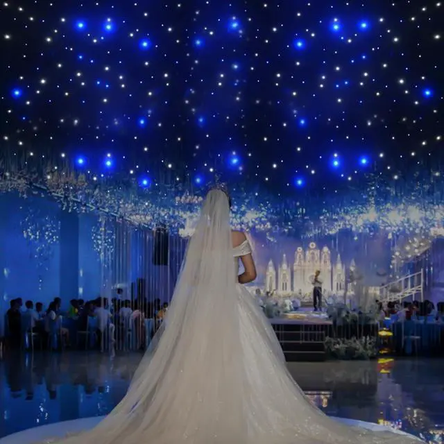 Alt view image 3 of 7 - LED Stage Backdrop w/ Remote Controller 9.84FT*19.69FT LED Star Light Curtain Backdrops Galaxy Starry Background Props Night Sky Stars Cloth for Wedding Birthday Party Curtain Stage Drape Club Decor