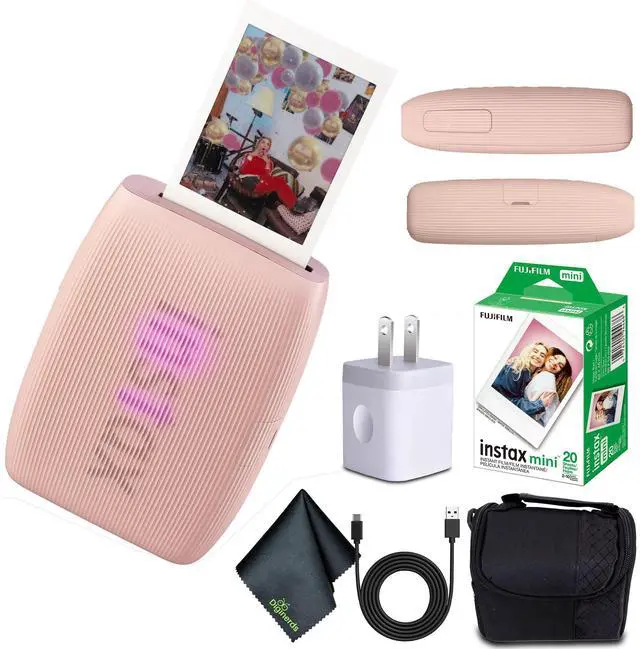 Main image of INSTAX MINI Link 3 Smartphone Printer (Rose Pink) 20-Photo Bundle | For Mobile Photos, Parties & Scrapbooks | Includes Camera Bag, Cleaning Cloth