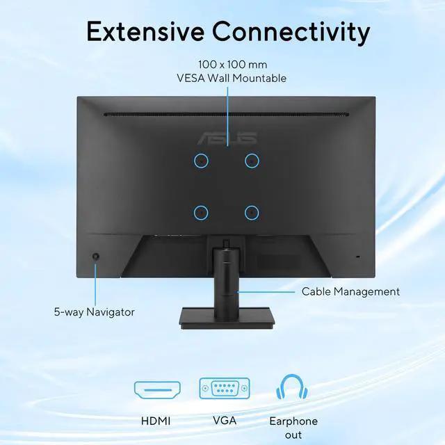 Alt view image 5 of 7 - 27" FHD IPS Gaming Monitor, 120Hz, 1ms MPRT, Adaptive-Sync, 99% sRGB, Eye Care, Frameless, HDMI, VGA, Low Blue Light, Flicker Free, Wall Mountable, Tilt Adjustment, for Business and Gaming, Black
