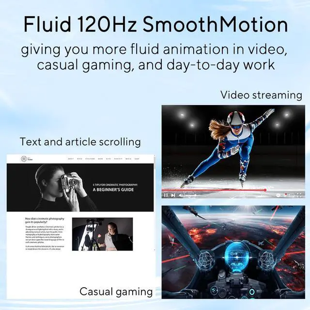 Alt view image 6 of 7 - 27" FHD IPS Gaming Monitor, 120Hz, 1ms MPRT, Adaptive-Sync, 99% sRGB, Eye Care, Frameless, HDMI, VGA, Low Blue Light, Flicker Free, Wall Mountable, Tilt Adjustment, for Business and Gaming, Black