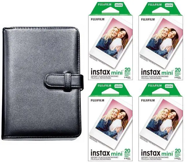Main image of Instax Mini Instant Film Bundle for Mini EVO, Mini 12, Mini 11, Mini Liplay and Mini 41 Cameras, Includes: Instant Mini Film and 108 Pocket Mini Instax Photo Album, Black (80 Exposures)
