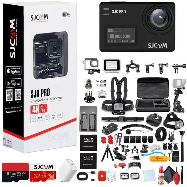 Main image of SJ8 Pro 4K UHD Action Camera | Touchscreen Gyro Stabilization Cam with Dual Screens Waterproof Case External Mic Support | Ultra HD Vlogging Camera (SJ8PRO) + 50-in-1 Action Accessory Kit + More