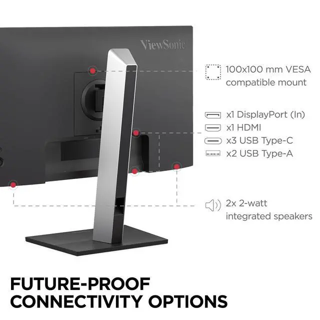 Alt view image 6 of 7 - VG2452 24 Inch 1080p Monitor, IPS Display with 100Hz for Smooth Home and Office Productivity, Full Ergonomic Adjustability, 5-Port USB Hub, 65W USB-C, HDMI, and DisplayPort Inputs