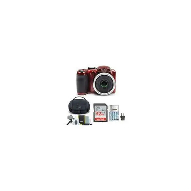 Alt view image 2 of 7 - PIXPRO AZ255 Astro Zoom 16MP Digital Camera (Red) Bundle | 32GB UHS-I SDXC Memory Card, Rapid AA AAA Battery Charger with 4 AA 2700 Mah Rechargeable, (4 items)