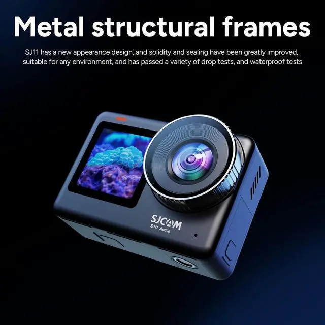 Alt view image 2 of 7 - SJ11 Active 4K Dual Touchscreen Action Camera | Waterproof Cam with Front & Rear Display | Vlog-Ready for Adventure, Biking, Diving(SJ11) + 50-in-1 Action Accessory Kit + 64GB Card + More