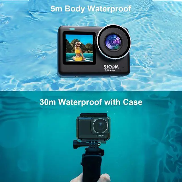 Alt view image 4 of 7 - SJ11 Active 4K Dual Touchscreen Action Camera | Waterproof Cam with Front & Rear Display | Vlog-Ready for Adventure, Biking, Diving(SJ11) + 50-in-1 Action Accessory Kit + 64GB Card + More