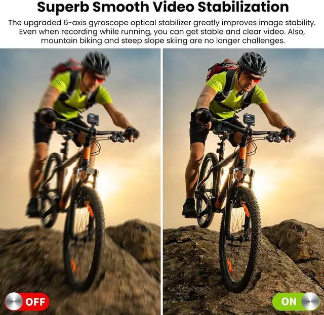 Alt view image 6 of 7 - SJ11 Active 4K Dual Touchscreen Action Camera | Waterproof Cam with Front & Rear Display | Vlog-Ready for Adventure, Biking, Diving(SJ11) + 50-in-1 Action Accessory Kit + 64GB Card + More