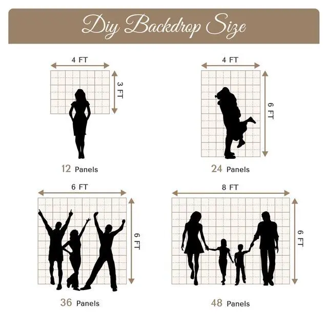 Alt view image 5 of 7 - 10x7 FT Shimmer Wall Backdrop with Adjustable Background Stand | 72 Pcs Champagne Gold Square Sequin Panels Decor for Wedding Party