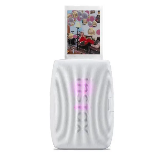Alt view image 4 of 6 - Instax Mini Link 3 Wireless Smartphone Photo Printer (Clay White) w/Mini Instant Film (20 Sheets) + Decorative Sticker Frames + Mini Desk Frame & Hang Clips -Bundle